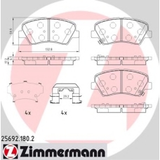 25692.180.2 ZIMMERMANN Комплект тормозных колодок, дисковый тормоз