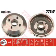 DB4305 TRW Тормозной барабан