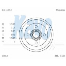 BD-6852 KAVO PARTS Тормозной барабан