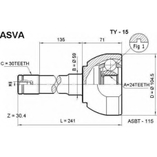 TY-15 ASVA Шарнирный комплект, приводной вал